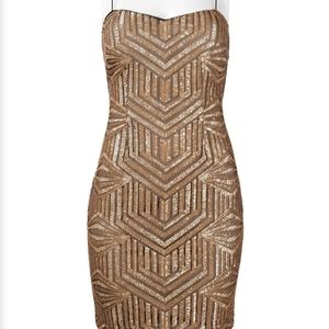 Aidan by Aidan Mattox Black and Gold Sequin Mini Dress